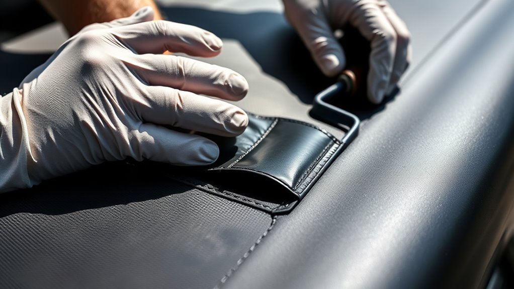 apply adhesive press firmly