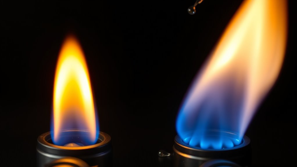 similar burn temperatures different freezing points