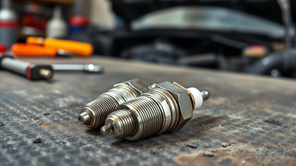spark plugs showing wear